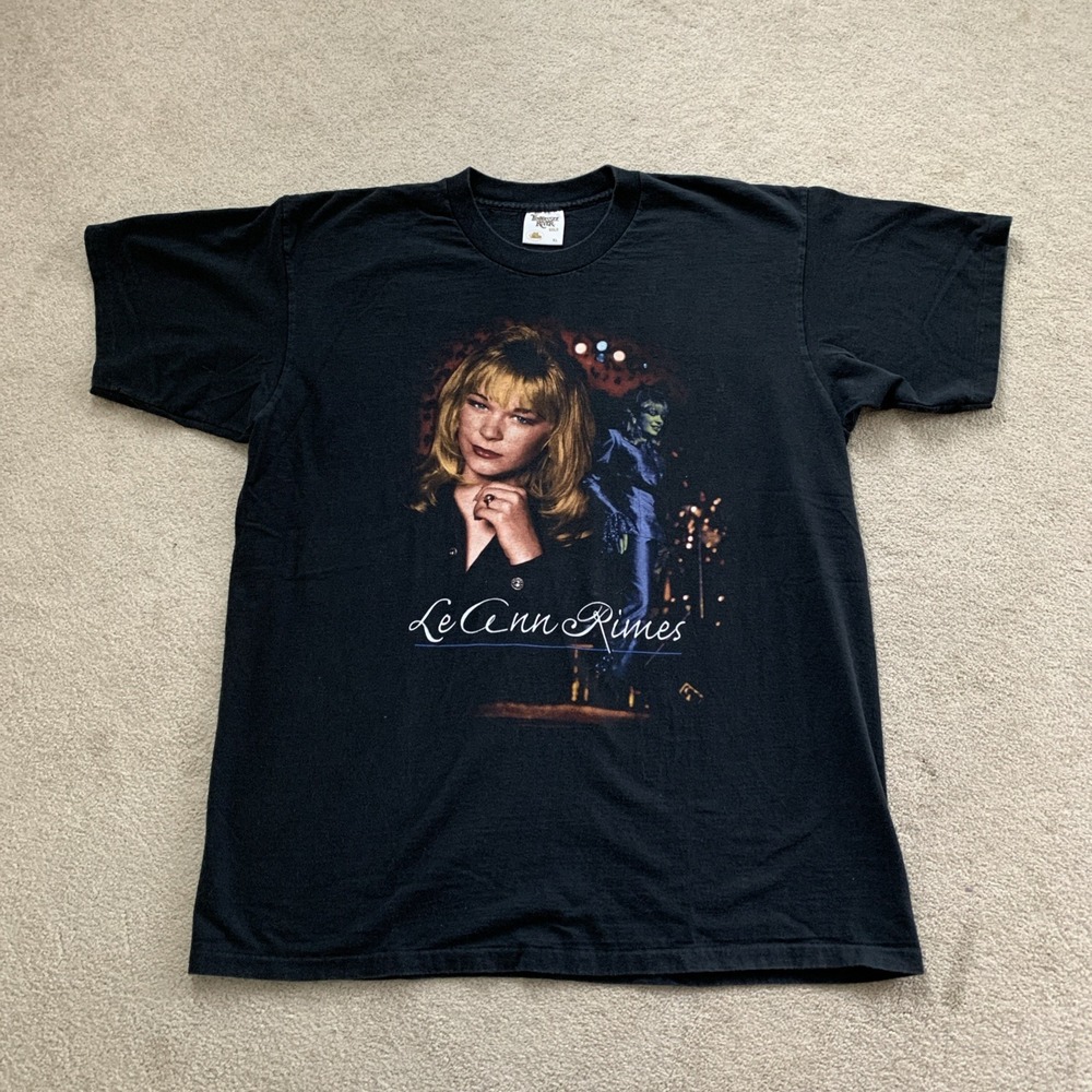 Vtg 90s LeAnn Rimes Graphic Tee‎ Shirt XL SINGLE STITCH Tennessee River Gold